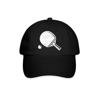 Tischtennisschläger Vintage Tischtennis Retro - Baseballkappe - Schwarz/Schwarz - Vorne