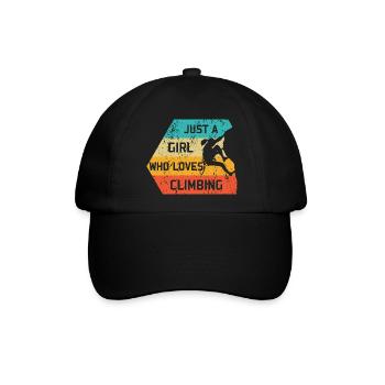 Just A Girl Who Loves Climbing Retro Kletterer - Baseballkappe - Schwarz/Schwarz - Vorne