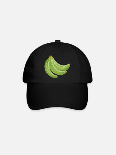 vier leuchtend grüne unreife Bananen - Baseballkappe - Schwarz/Schwarz