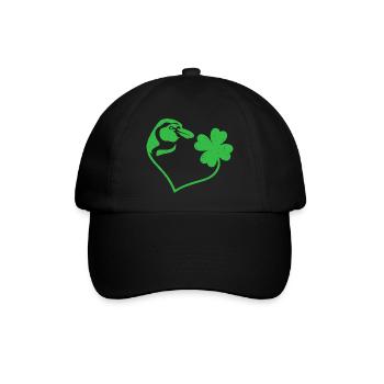 Pinguin Kleeblatt Glücksbringer Liebe - Baseballkappe - Schwarz/Schwarz - Vorne