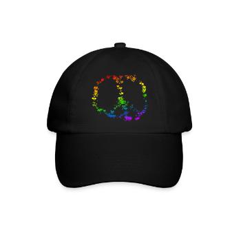 Frieden Zeichnung Freiheit Regenbogen Farben 2 - Baseballkappe - Schwarz/Schwarz - Vorne