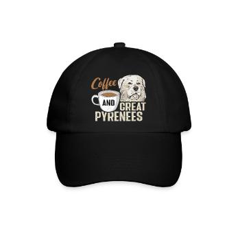 Great Pyrenees Hund Kaffee und Great Pyrenees - Baseballkappe - Schwarz/Schwarz - Vorne