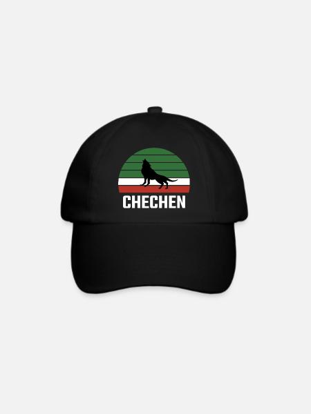 Chechnya Chechen Tschetschenien Borz Wolf Flagge - Baseballkappe - Schwarz/Schwarz