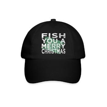 fish head christmas present fishing - Baseballkappe - Schwarz/Schwarz - Vorne