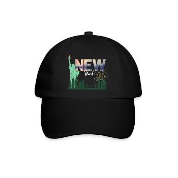 New York Skyline Fireworks - Baseballkappe - Schwarz/Schwarz - Vorne