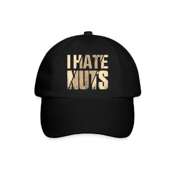 I Hate Nuts Awareness Nut Allergic - Baseballkappe - Schwarz/Schwarz - Vorne