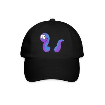 Wurm im Cartoon Stil in violett - Baseballkappe - Schwarz/Schwarz - Vorne