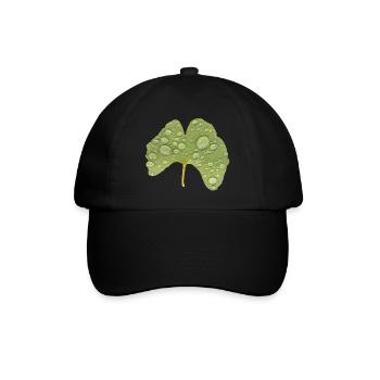Ginkgo Blatt Wassertropfen Ginkgoblatt Foto - Baseballkappe - Schwarz/Schwarz - Vorne