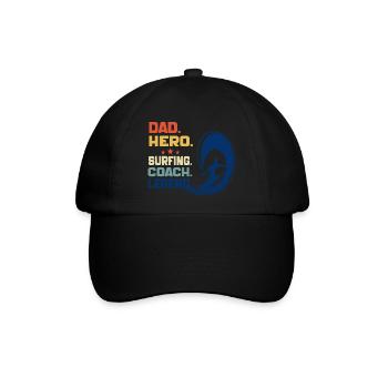 Papa Held Surf Coach Legende Lustig Surfen Papa - Baseballkappe - Schwarz/Schwarz - Vorne
