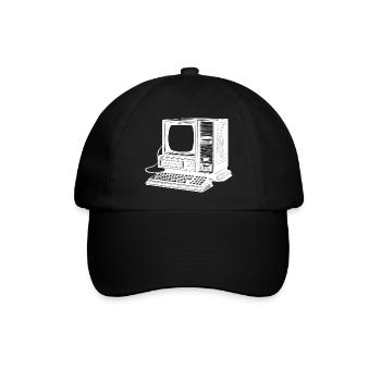 Retro Vintage Computer Skizze - Baseballkappe - Schwarz/Schwarz - Vorne