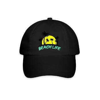 beach life - Baseballkappe - Schwarz/Schwarz - Vorne