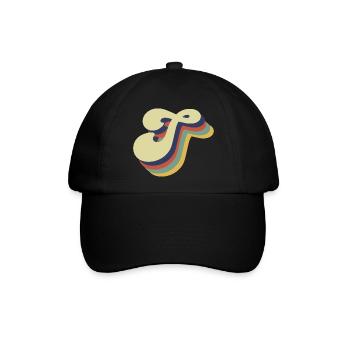 Retro-Buchstabe T - Baseballkappe - Schwarz/Schwarz - Vorne