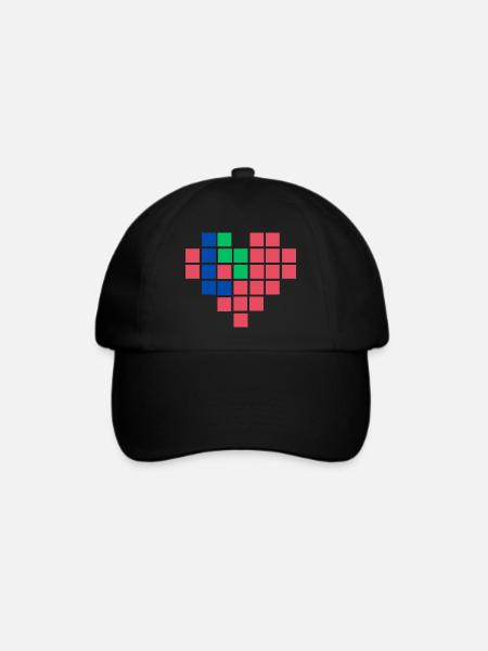 Pixel-Herz - Baseballkappe - Schwarz/Schwarz