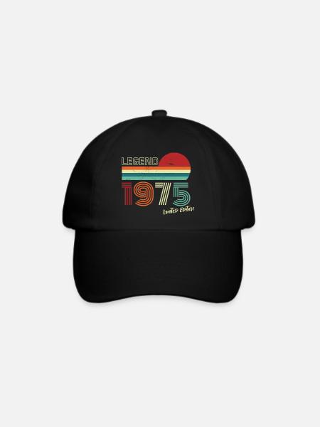 Legend 1975 Geburtstagsshirt Geschenk Jubiläum - Baseballkappe - Schwarz/Schwarz