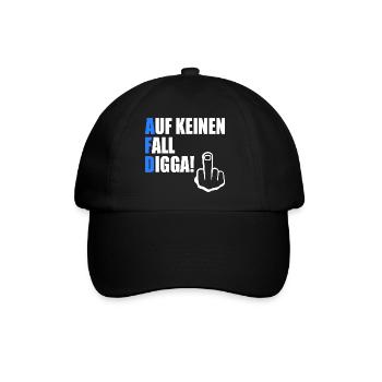 auf keinen fall digga - fuck afd - Baseballkappe - Schwarz/Schwarz - Vorne
