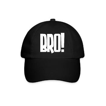 Bro! Großes Blockbuchstaben-Statement - Baseballkappe - Schwarz/Schwarz - Vorne
