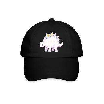 Skurriler lila Dinosaurier mit Gänseblümchen - Baseballkappe - Schwarz/Schwarz - Vorne