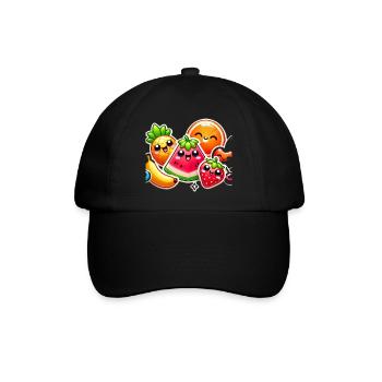 Farbenfroher Obstparty-Stil - Baseballkappe - Schwarz/Schwarz - Vorne