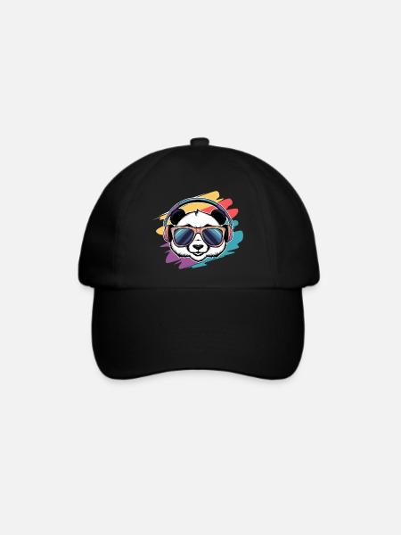 Coole Panda-Vibes - Baseballkappe - Schwarz/Schwarz