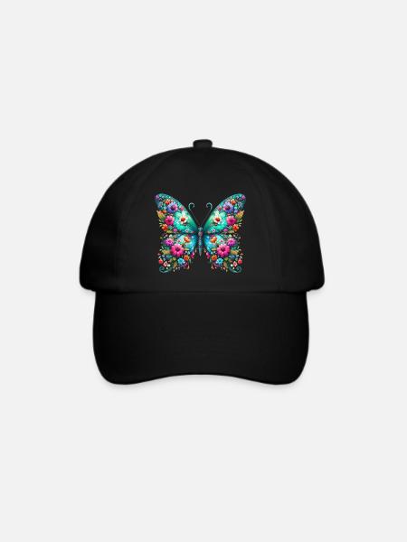Schmetterling - Baseballkappe - Schwarz/Schwarz