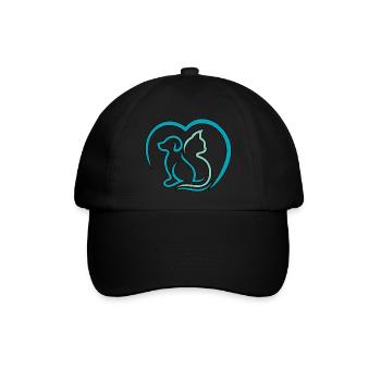 Blaue Katze und Hund. - Baseballkappe - Schwarz/Schwarz - Vorne