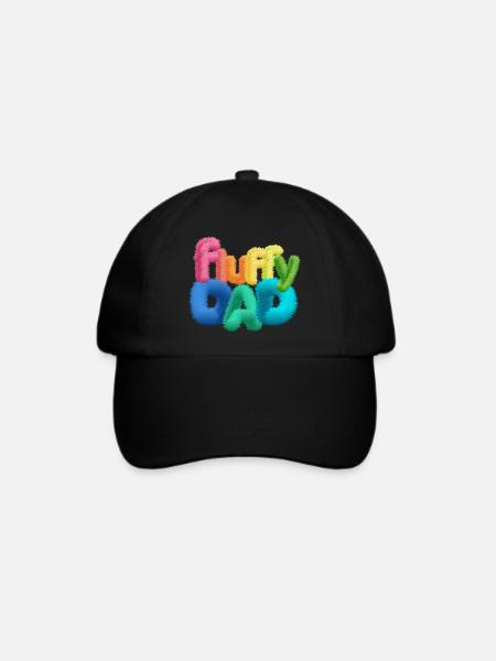 Fluffy Dad – Farbenfrohe, flauschige Typografie - Baseballkappe - Schwarz/Schwarz