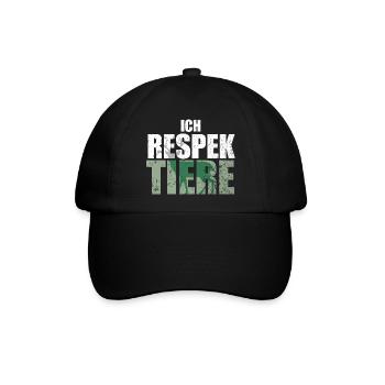 Ich Respektiere Tiere Tierschutz Hirsch Jagd - Baseballkappe - Schwarz/Schwarz - Vorne