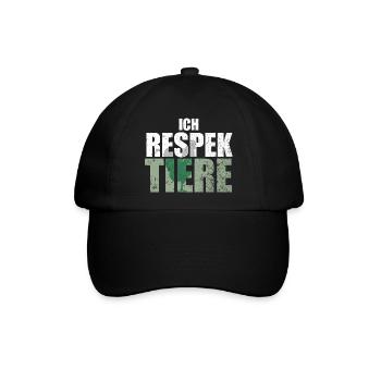 Ich Respektiere Tiere Tierschutz Huhn Vegan - Baseballkappe - Schwarz/Schwarz - Vorne