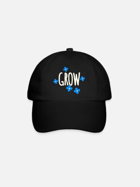 Blumenmuster Grow - Baseballkappe - Schwarz/Schwarz