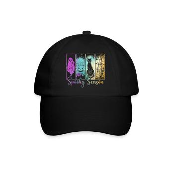 Gruselige Jahreszeit — Ghost & Pumpkin Haunted Vibes - Baseballkappe - Schwarz/Schwarz - Vorne