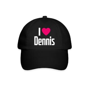 I Love Dennis Pinkes Herz Ich liebe Dennis - Baseballkappe - Schwarz/Schwarz - Vorne