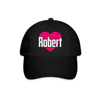 I Love Robert Pinkes Herz Ich liebe Robert - Baseballkappe - Schwarz/Schwarz - Vorne