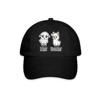 Schaf und nicht Schaf (Unschaf) - Lama kein Schaf - Baseballkappe - Schwarz/Schwarz - Vorne