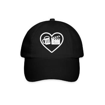 Herzbier-Kino-Humor - Baseballkappe - Schwarz/Schwarz - Vorne