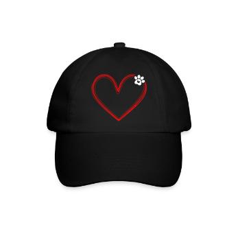 Hundepfote mit Herz - Baseballkappe - Schwarz/Schwarz - Vorne