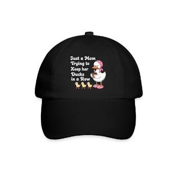 Mama versucht ihre Enten in Reihe zu halten - Baseballkappe - Schwarz/Schwarz - Vorne