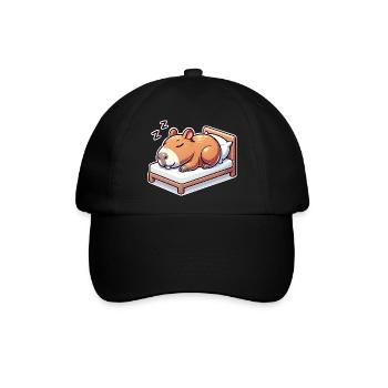 Schlafender Capybara - Baseballkappe - Schwarz/Schwarz - Vorne