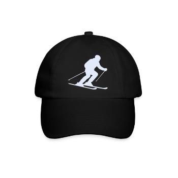Schneeskizze: Skifahrer Silhouette - Baseballkappe - Schwarz/Schwarz - Vorne