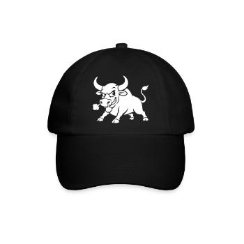 Wütender Stier lustig wütend - Baseballkappe - Schwarz/Schwarz - Vorne