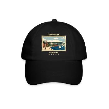 Dänemark Aarhus Vintage Reisemarke - Baseballkappe - Schwarz/Schwarz - Vorne