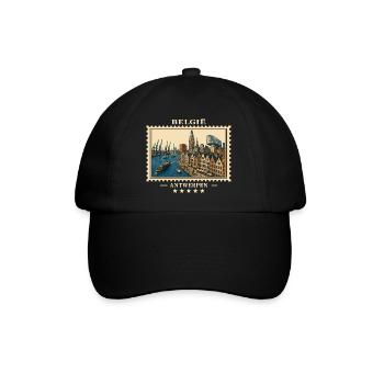 Belgien Antwerpen Vintage Reisemarke - Baseballkappe - Schwarz/Schwarz - Vorne