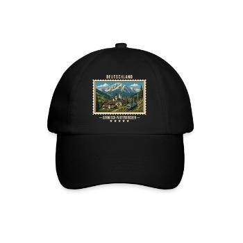 Deutschland Garmisch-Partenkirchen Vintage Reise - Baseballkappe - Schwarz/Schwarz - Vorne