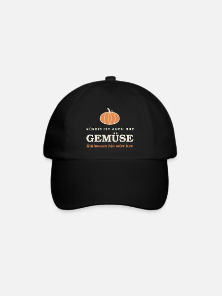 Kürbis ist auch nur Gemüse — Halloween hin oder he - Baseballkappe - Schwarz/Schwarz