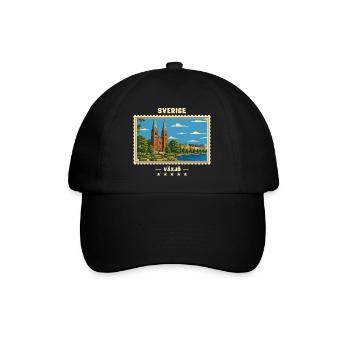 Schweden Växjö Vintage Reisemarke - Baseballkappe - Schwarz/Schwarz - Vorne