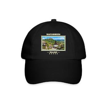 Ungarn Hollókő Vintage Reisemarke - Baseballkappe - Schwarz/Schwarz - Vorne