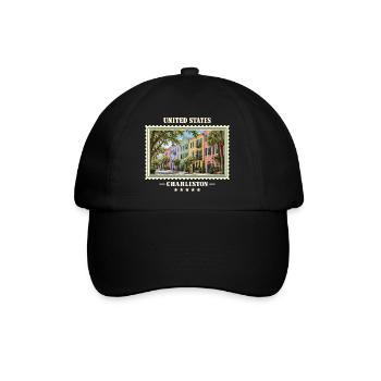 Vereinigte Staaten Charleston Vintage Reisemarke - Baseballkappe - Schwarz/Schwarz - Vorne
