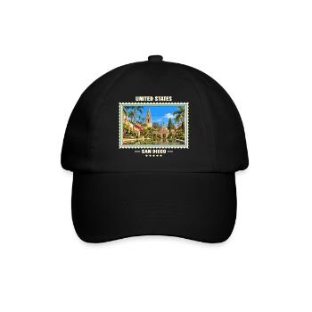 Vereinigte Staaten San Diego Vintage Reisemarke - Baseballkappe - Schwarz/Schwarz - Vorne
