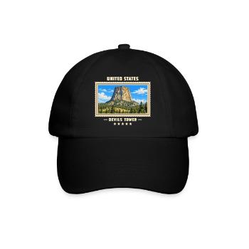 Vereinigte Staaten Devils Tower Vintage Reisemarke - Baseballkappe - Schwarz/Schwarz - Vorne