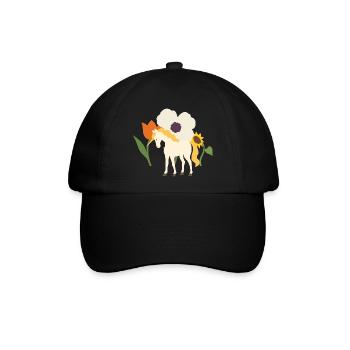 Einhorn Blumen Kinder märchenhaft Sonnenblume - Baseballkappe - Schwarz/Schwarz - Vorne