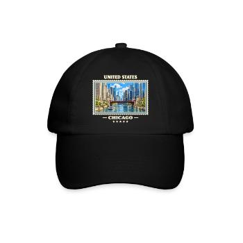 Vereinigte Staaten Chicago Vintage Reisemarke - Baseballkappe - Schwarz/Schwarz - Vorne